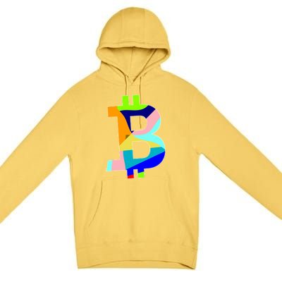 Colorful Bitcoin BTC Logo Crypto Currency Premium Pullover Hoodie