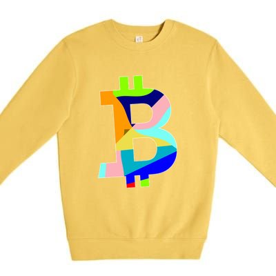 Colorful Bitcoin BTC Logo Crypto Currency Premium Crewneck Sweatshirt