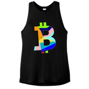 Colorful Bitcoin BTC Logo Crypto Currency Ladies PosiCharge Tri-Blend Wicking Tank