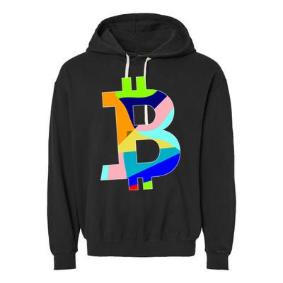 Colorful Bitcoin BTC Logo Crypto Currency Garment-Dyed Fleece Hoodie