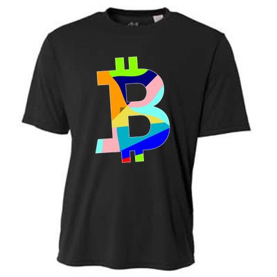 Colorful Bitcoin BTC Logo Crypto Currency Cooling Performance Crew T-Shirt