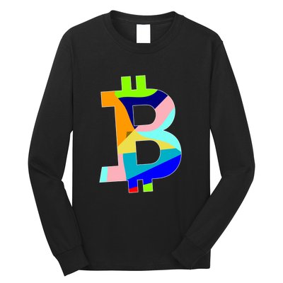 Colorful Bitcoin BTC Logo Crypto Currency Long Sleeve Shirt