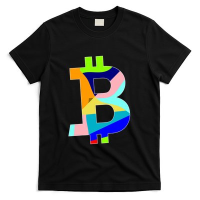 Colorful Bitcoin BTC Logo Crypto Currency T-Shirt