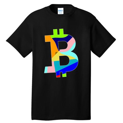 Colorful Bitcoin BTC Logo Crypto Currency Tall T-Shirt