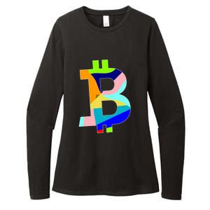 Colorful Bitcoin BTC Logo Crypto Currency Womens CVC Long Sleeve Shirt