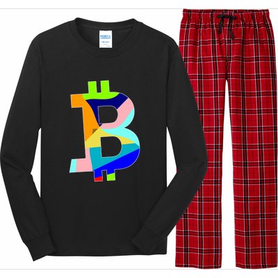 Colorful Bitcoin BTC Logo Crypto Currency Long Sleeve Pajama Set