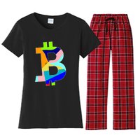 Colorful Bitcoin BTC Logo Crypto Currency Women's Flannel Pajama Set