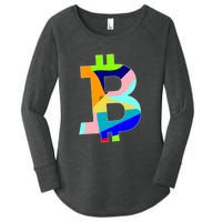 Colorful Bitcoin BTC Logo Crypto Currency Women's Perfect Tri Tunic Long Sleeve Shirt