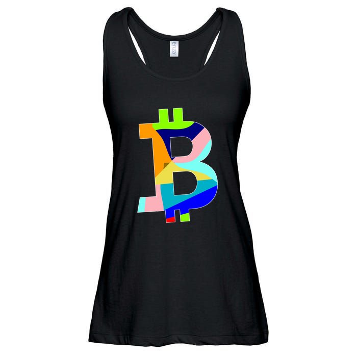 Colorful Bitcoin BTC Logo Crypto Currency Ladies Essential Flowy Tank