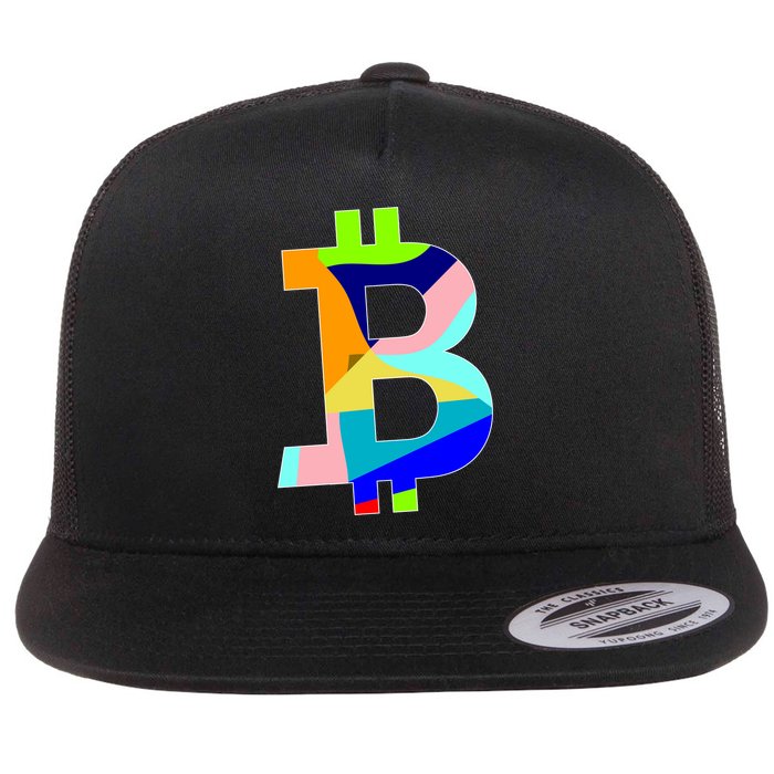 Colorful Bitcoin BTC Logo Crypto Currency Flatbill Hat