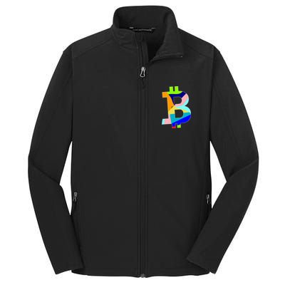 Colorful Bitcoin BTC Logo Crypto Currency Core Soft Shell Jacket