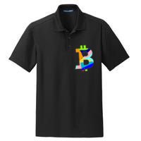 Colorful Bitcoin BTC Logo Crypto Currency Dry Zone Grid Polo