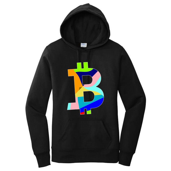 Colorful Bitcoin BTC Logo Crypto Currency Women's Pullover Hoodie