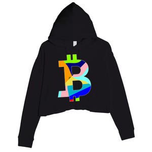 Colorful Bitcoin BTC Logo Crypto Currency Crop Fleece Hoodie