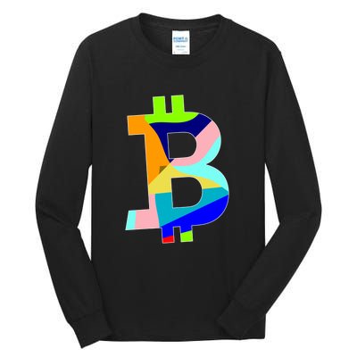 Colorful Bitcoin BTC Logo Crypto Currency Tall Long Sleeve T-Shirt