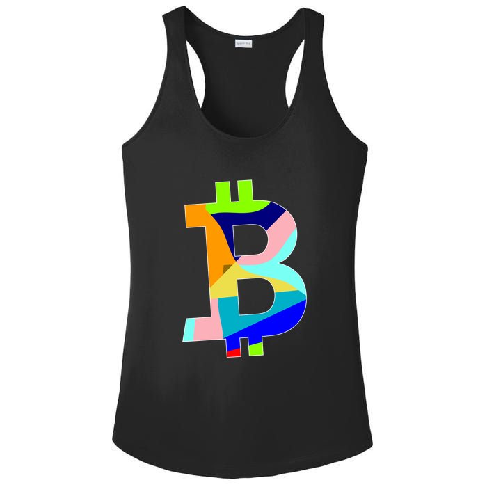 Colorful Bitcoin BTC Logo Crypto Currency Ladies PosiCharge Competitor Racerback Tank