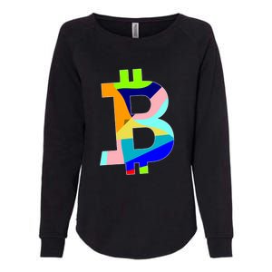 Colorful Bitcoin BTC Logo Crypto Currency Womens California Wash Sweatshirt