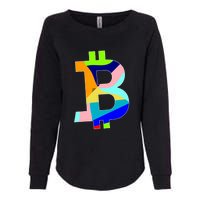 Colorful Bitcoin BTC Logo Crypto Currency Womens California Wash Sweatshirt