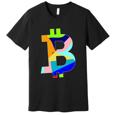 Colorful Bitcoin BTC Logo Crypto Currency Premium T-Shirt