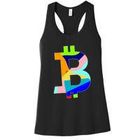 Colorful Bitcoin BTC Logo Crypto Currency Women's Racerback Tank