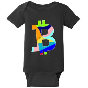 Colorful Bitcoin BTC Logo Crypto Currency Baby Bodysuit