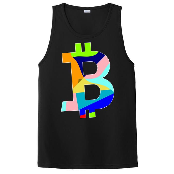 Colorful Bitcoin BTC Logo Crypto Currency PosiCharge Competitor Tank