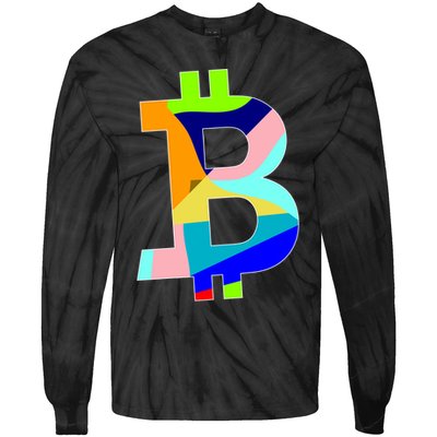 Colorful Bitcoin BTC Logo Crypto Currency Tie-Dye Long Sleeve Shirt