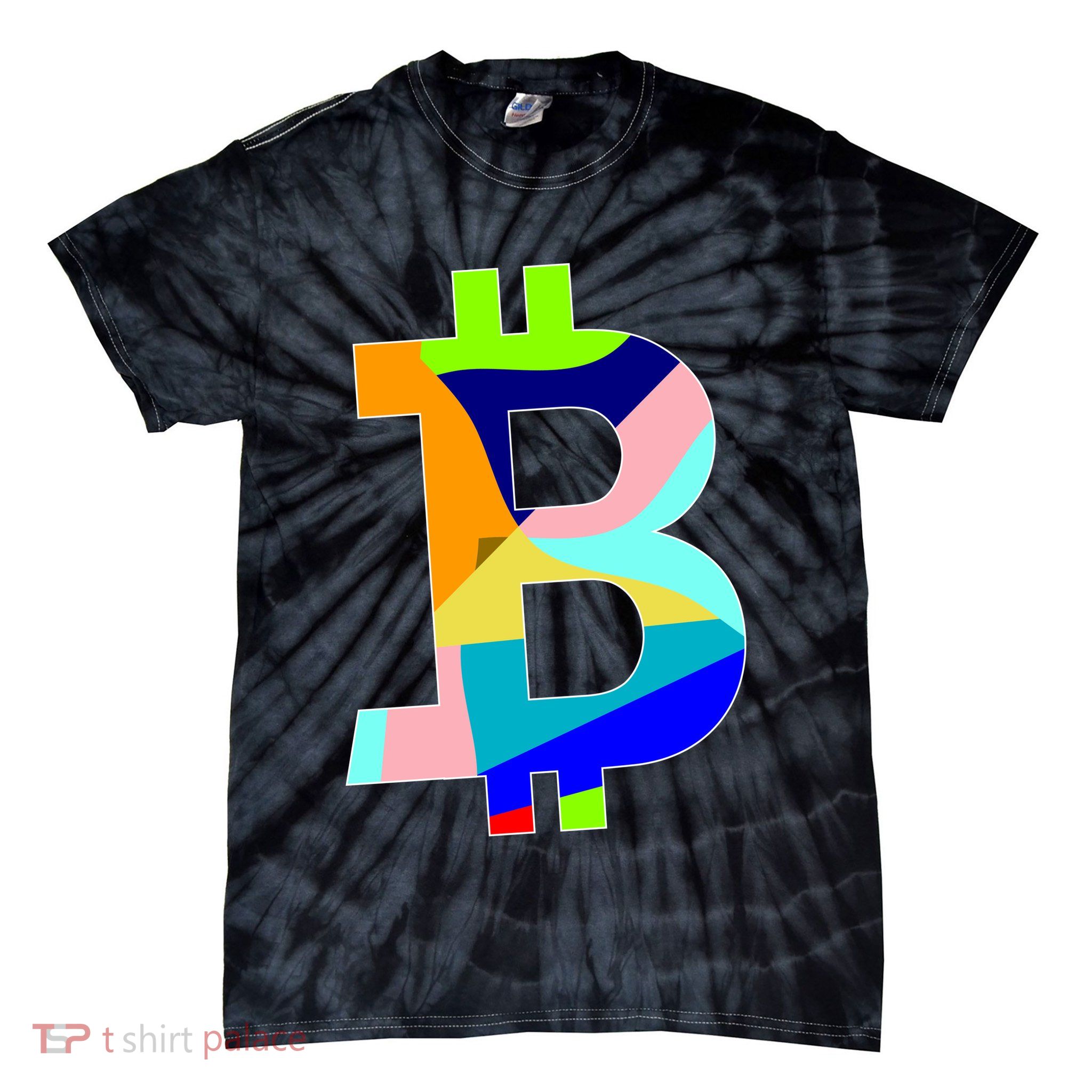 Colorful Bitcoin BTC Logo Crypto Currency Tie-Dye T-Shirt