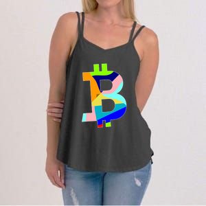 Colorful Bitcoin BTC Logo Crypto Currency Women's Strappy Tank