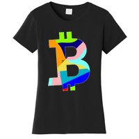 Colorful Bitcoin BTC Logo Crypto Currency Women's T-Shirt