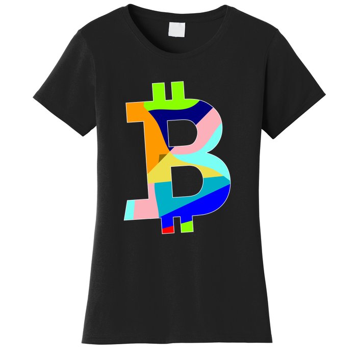 Colorful Bitcoin BTC Logo Crypto Currency Women's T-Shirt