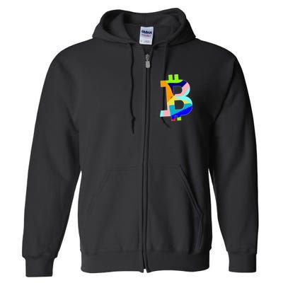 Colorful Bitcoin BTC Logo Crypto Currency Full Zip Hoodie