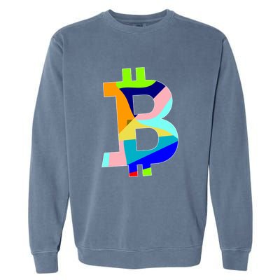 Colorful Bitcoin BTC Logo Crypto Currency Garment-Dyed Sweatshirt