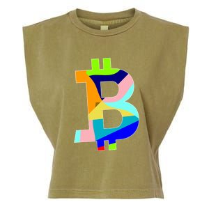 Colorful Bitcoin BTC Logo Crypto Currency Garment-Dyed Women's Muscle Tee