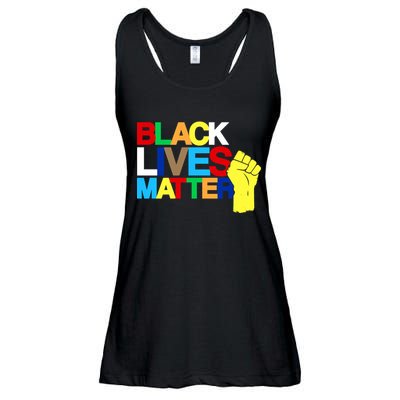 Colorful Black Lives Matter Fist African Style Ladies Essential Flowy Tank