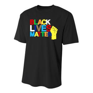 Colorful Black Lives Matter Fist African Style Youth Performance Sprint T-Shirt