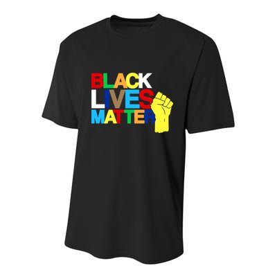 Colorful Black Lives Matter Fist African Style Youth Performance Sprint T-Shirt