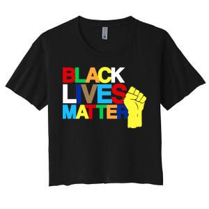 Colorful Black Lives Matter Fist African Style Women's Crop Top Tee