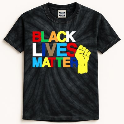 Colorful Black Lives Matter Fist African Style Kids Tie-Dye T-Shirt