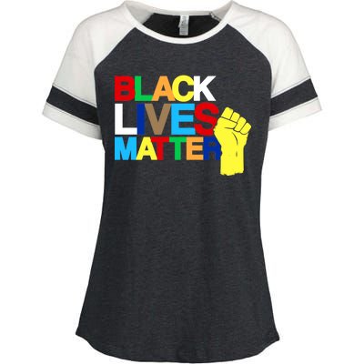 Colorful Black Lives Matter Fist African Style Enza Ladies Jersey Colorblock Tee