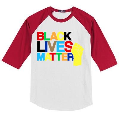 Colorful Black Lives Matter Fist African Style Kids Colorblock Raglan Jersey