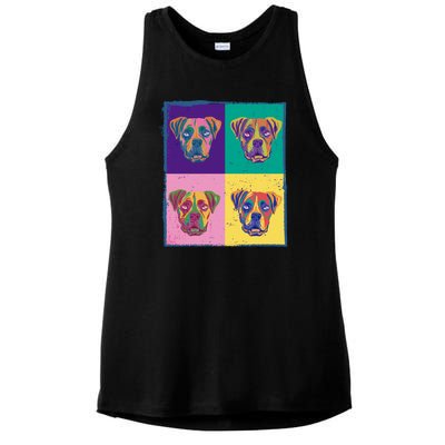 Colorful Boxer Dogs Ladies PosiCharge Tri-Blend Wicking Tank