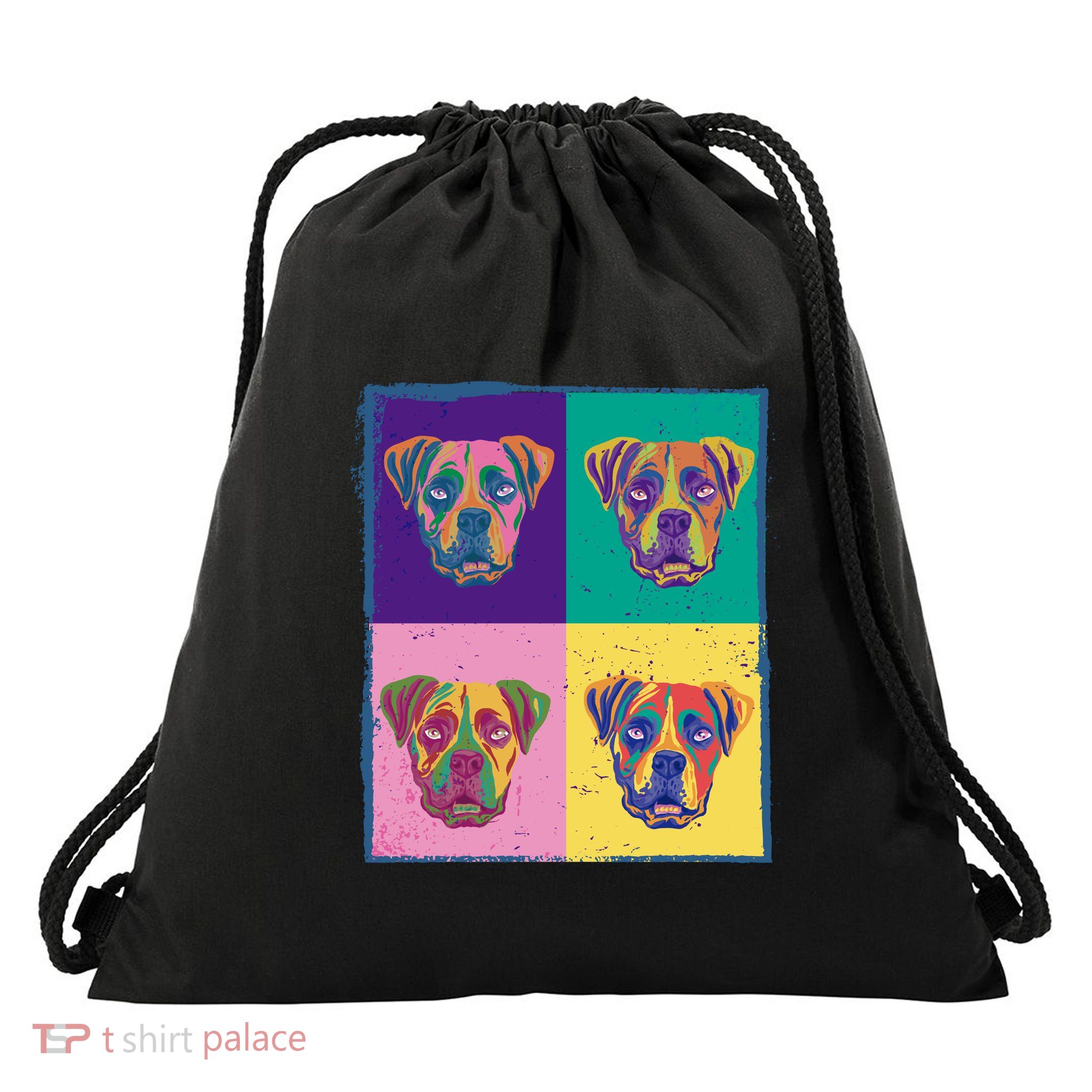 Colorful Boxer Dogs Drawstring Bag
