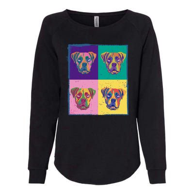 Colorful Boxer Dogs Womens California Wash Sweatshirt