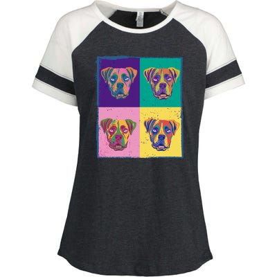 Colorful Boxer Dogs Enza Ladies Jersey Colorblock Tee