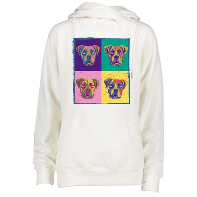 Colorful Boxer Dogs Womens Funnel Neck Pullover Hood