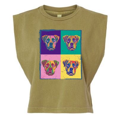 Colorful Boxer Dogs Garment-Dyed Women's Muscle Tee