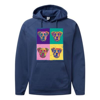 Colorful Boxer Dogs Performance Fleece Hoodie