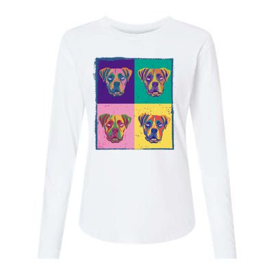 Colorful Boxer Dogs Womens Cotton Relaxed Long Sleeve T-Shirt