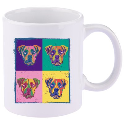 Colorful Boxer Dogs 11oz C Handle Ceramic Mug
